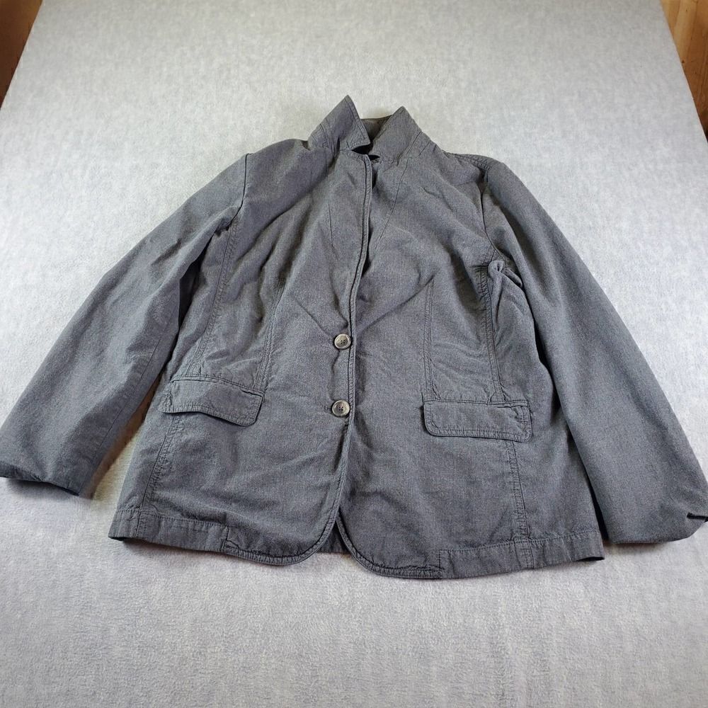 J. Jill Blazer Women Large Gray Twill Blend Button Jacket